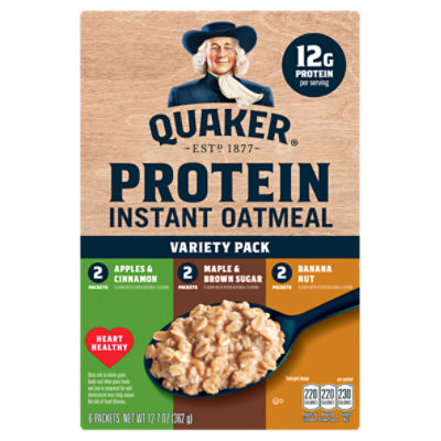 Quaker Protein Instant Oatmeal Variety Pack, 6 count, 12.7 oz