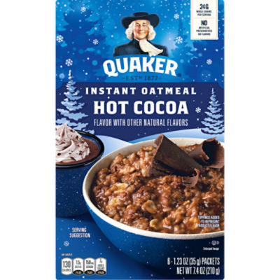 Quaker Instant Oatmeal, Hot Cocoa, 7.4 Oz, 6 Count