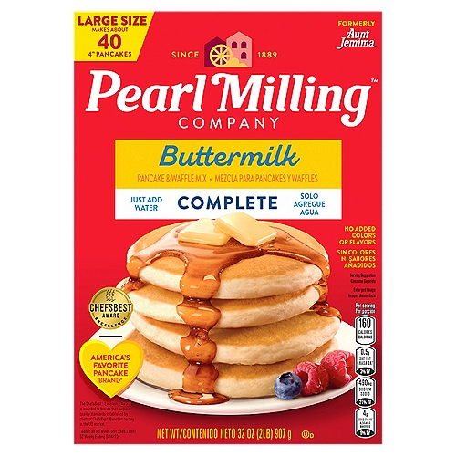 Pearl Milling Company Complete Buttermilk Pancake & Waffle Mix Large Size, 32 oz
New Name Same Great Recipe Aunt Jemima®