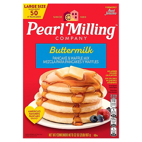 Pearl Milling Company Butter Milk Pancake & Waffle Mix Large Size, 32 oz
Same Great Recipe as: Aunt Jemima®