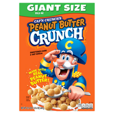 Cap'n Crunch's Peanut Butter Crunch Sweetened Corn & Oat Cereal Giant Size, 22.5 oz