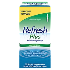 Refresh Plus Lubricant Non-Preserved Tears, Eye Drops, 70 Each