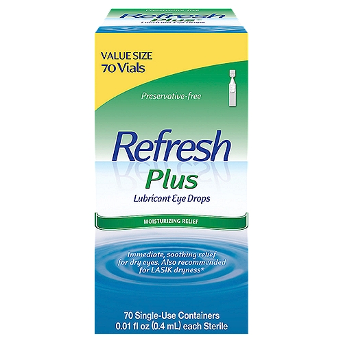 Refresh Plus® Lubricant Eye Drops Non-Preserved Tears, 0.01 fl oz (0.4mL) each Sterile