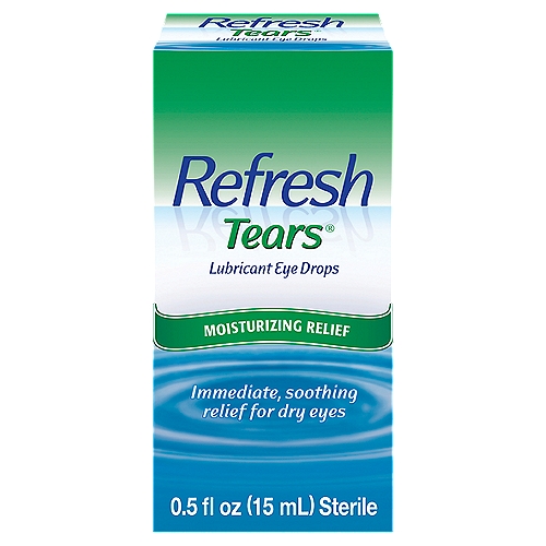Refresh Tears® Lubricant Eye Drops Preserved Tears, 0.5 fl oz (15mL) Sterile
MOISTURIZING RELIEF:
REFRESH TEARS® Lubricant Eye Drops instantly moisturizes and relieves dry, irritated eyes with a fast-acting, long-lasting formula that has many of the same healthy qualities as your own natural tears. REFRESH TEARS® comes in a convenient multi-dose bottle and is safe to use as often as needed, so your eyes can feel good - anytime, anywhere. Safe to use with contact lenses.

Original strength formula; Relieves mild symptoms of eye dryness; Instantly moisturizes and lubricates; Designed to act like your own natural tears; #1 doctor recommended with over 30 years of experience.*
*REFRESH Family of Products, Ipsos Healthcare, 2021 REFRESH ECP Recommendation Survey.