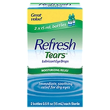 Refresh Tears® Lubricant Eye Drops Preserved Tears, 2 Bottles 0.5 fl oz (15mL) each Sterile (30mL), 2 Each