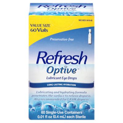 Refresh Optive® Lubricant Eye Drops Non-Preserved Tears, 0.01 fl oz (0.4mL) each Sterile