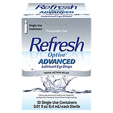 Refresh Optive Lubricant Non-Preserved Tears, Eye Drops, 0.3 Fluid ounce