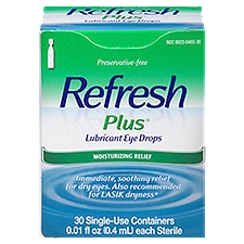 Refresh Plus Lubricant Non-Preserved Tears, Eye Drops, 30 Each