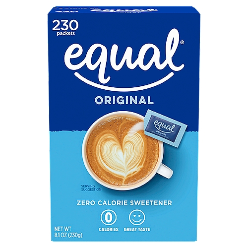 Equal Original Zero Calorie Sweetener, 230 count, 8.1 oz
Equal® is here to make your life sweeter. We provide just the right amount of sweetness, without all the calories, so you can enjoy the moment. We think life is pretty sweet... we want to make it even sweeter.