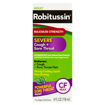 Robitussin Adult Maximum Strength Severe Cough + Sore Throat Liquid