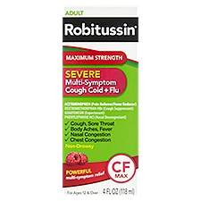 Robitussin Adult Maximum Strength Severe Multi-Symptom Cough Cold + Flu, Liquid, 4 Fluid ounce