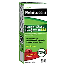 Robitussin Adult Cough+Chest Congestion DM Liquid, For Ages 12 & Over, 8 fl oz
