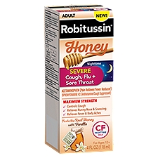 Robitussin Honey Maximum Strength Severe Cough, Flu + Sore Th, 4 Fluid ounce