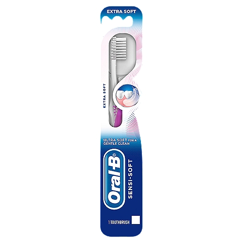 Oral-B Sensi-Soft Extra Soft Toothbrush
The Oral-B Sensi-Soft toothbrush helps add a gentle clean to your day. The ultra soft bristles provide gentle, yet effective cleaning on teeth and gums. Manual toothbrushes remove plaque and food from teeth to prevent decay.
