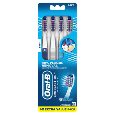 OralB CrossAction Deep Reach Soft Toothbrushes Extra Value Pack, 4 count