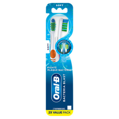 Oral-B Bacteria Blast Soft Toothbrushes Value Pack, 2 count