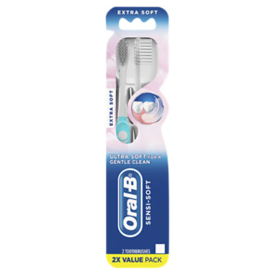 Oral-B Sensi-Soft Extra Soft Toothbrushes, Value Pack, 2 count