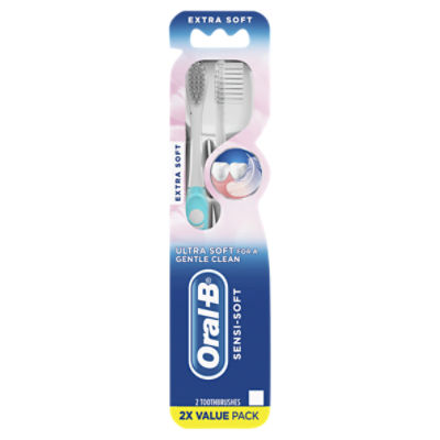 Oral-B Sensi-Soft Extra Soft Toothbrushes, Value Pack, 2 count, 2 Each