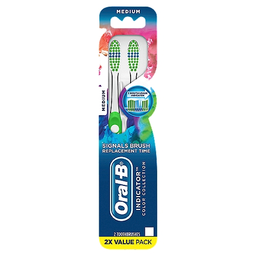 Oral-B Indicator Color Collection Medium Toothbrushes Value Pack, 2 count