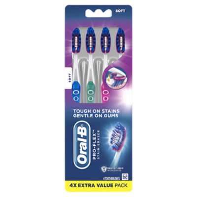 Oral-B Pro-Flex Stain Eraser Toothbrushes, Soft, 4 Count