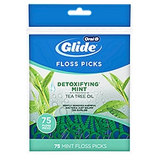 Oral-B Glide Detoxifying Mint Dental Floss Picks infused with Tea Tree Oil, 75 count