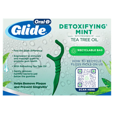 Oral-B Glide Detoxifying Mint Floss Picks with Tea Tree Oil, 75 count