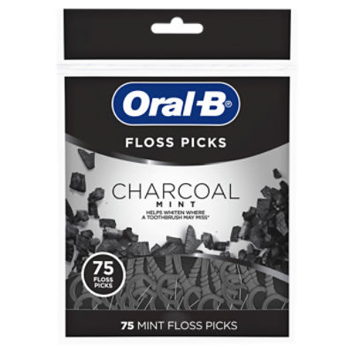 OralB Charcoal Mint Floss Picks, 75 count