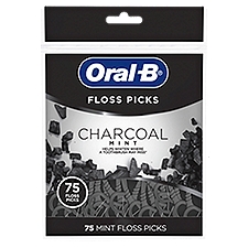 Oral-B Charcoal Mint Floss Picks, 75 count