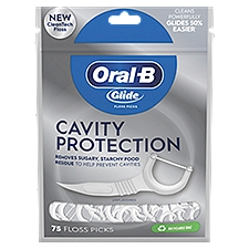 Oral-B Glide Cavity Protection Floss Picks, Helps Prevent Cavities, Unflavored, 75 Floss Picks