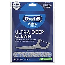 Oral-B Glide Ultra Deep Clean Floss Picks, Removes Food and Plaque, Cool Mint Flavor, 75 Floss Picks