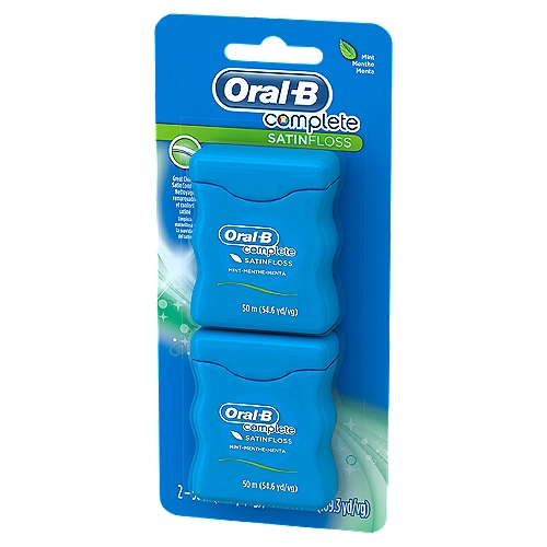 Oral-B Complete Mint Satin Floss, 2 count
Oral-B Complete Satin Floss has a satin-like texture for comfortable flossing that helps remove plaque and particles between your teeth and just below the gum line. Satisfaction Guaranteed, or your money back. For guarantee, call 1-877-769-8791 within 60 days of purchase with UPC and receipt.