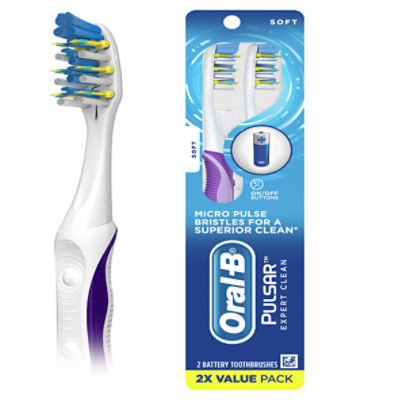 Oral-B Pulsar Vibrating Expert Clean Soft Battery Powered Toothbrushes Value Pack, 2 count