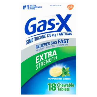 Gas-X Extra Strength Peppermint Creme Simethicone Chewable Tablets, 125 mg, 18 count