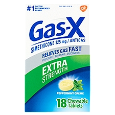 Gsk Gas-X Extra Strength Peppermint Creme Simethicone Chewable Tablets, 125 mg, 18 count