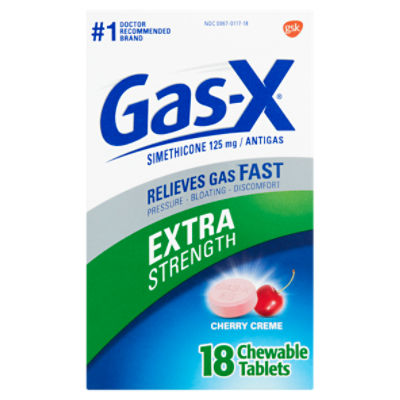Gas-X Extra Strength Cherry Crème Simethicone Chewable Tablets, 125 mg, 18 count, 18 Each