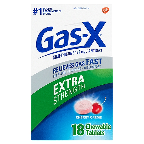 Gas-X Extra Strength Cherry Crème Simethicone Chewable Tablets, 125 mg, 18 count