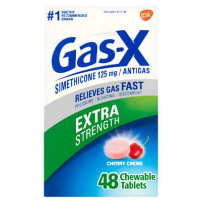 Gas-X Extra Strength Cherry Creme Simethicone Chewable Tablets, 125 mg, 48 count, 48 Each