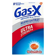 Gas-X Softgels, Ultra Strength Simethicone 180 mg, 18 Each