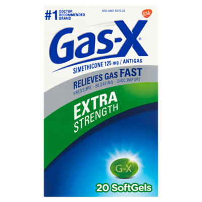 Gas-X Extra Strength Simethicone Softgels, 125 mg, 20 count, 20 Each