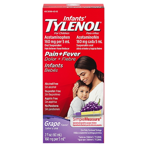 Tylenol Infants' Grape Flavor Acetaminophen Pain + Fever Oral Suspension, 160 mg, 2 fl oz