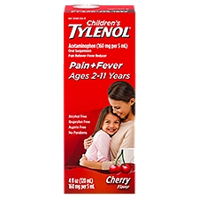 Tylenol Children's Pain + Fever Cherry Flavor Ages 2-11 Years, Oral Suspension, 4 Fluid ounce