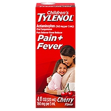Children's Tylenol Pain + Fever Relief Medicine with Acetaminophen, Cherry, 4 Fl. Oz