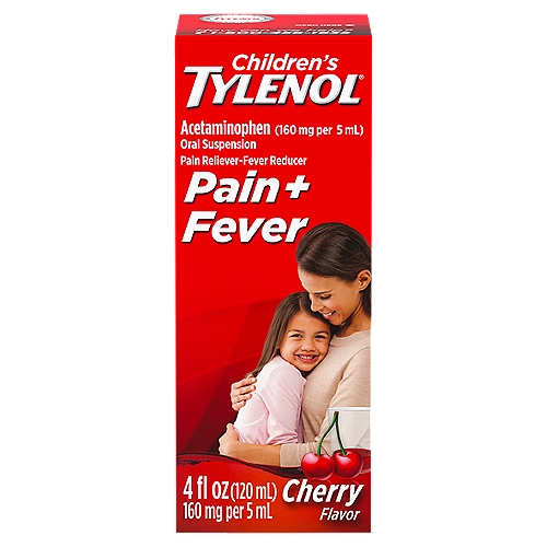 Children's Tylenol Pain + Fever Relief Medicine with Acetaminophen, Cherry, 4 Fl. Oz