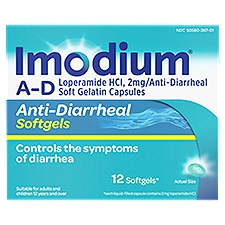 Imodium Anti-Diarrheal Softgels, 2 mg, 12 count
