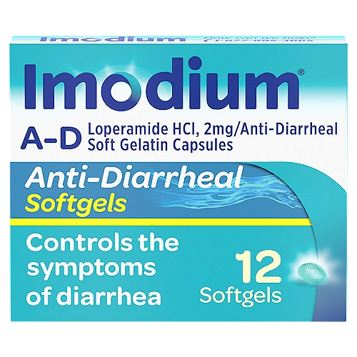 Imodium A-D Anti-Diarrheal Softgels, Loperamide Hydrochloride, 12 ct
