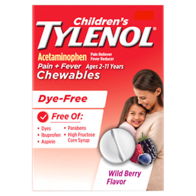 Tylenol Children's Wild Berry Flavor Acetaminophen Pain + Fever Chewable Tablets, 160 mg, 24 count