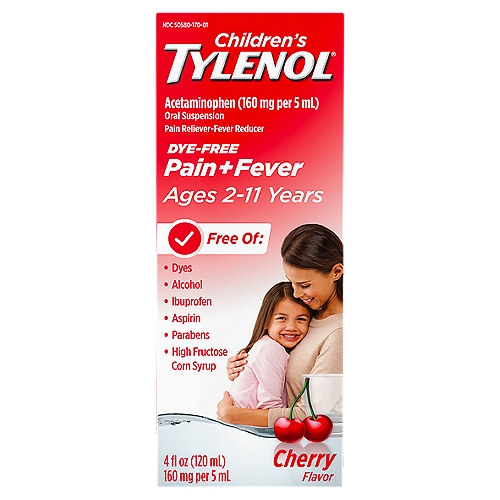 Tylenol Children's Cherry Flavor Acetaminophen Oral Suspension, Ages 2-11 Years, 4 fl oz