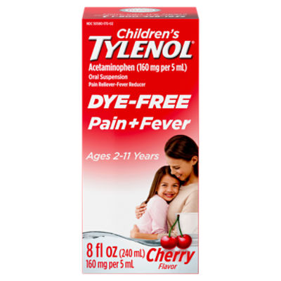 Children's Tylenol Pain + Fever Dye-Free Cherry Flavor Oral Suspension, Age 2-11 Years, 8 fl oz