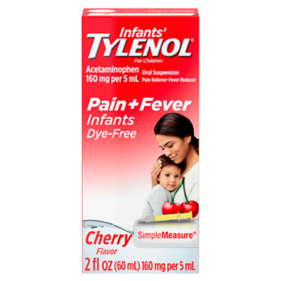 Infants' Tylenol Acetaminophen Medicine, Dye-Free Cherry, 2 fl. oz