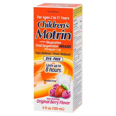Motrin Children's Original Berry Flavor Oral Suspension, For Ages 2 to 11 Years, 4 fl oz Image 8 of 10